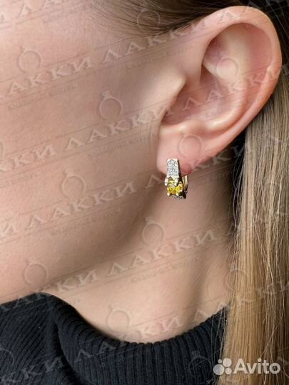 Золотые серьги с бриллиантами 585 / 3.98 гр