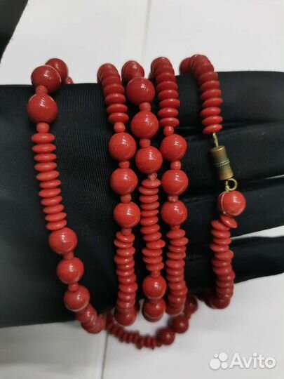 Бусы винтажные красные Бижутерия СССР (Ч)