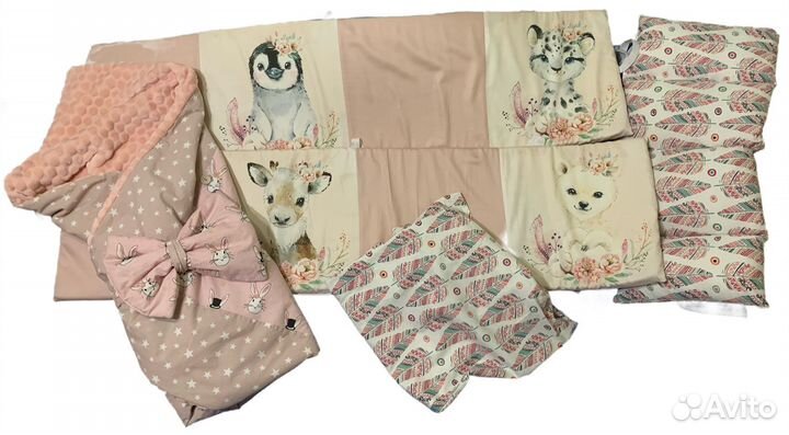 Конверт трансформер, бортики в кроватку, простынь