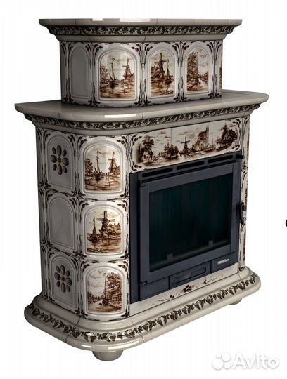 Изразцовый камин на дровах для дома Прованс