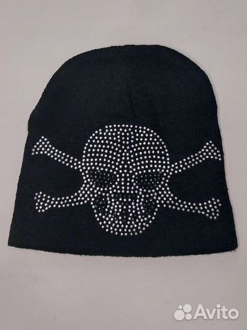 Шапка со стразами череп