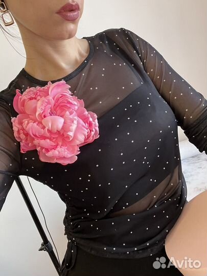 Цветок из ткани Розовый пион