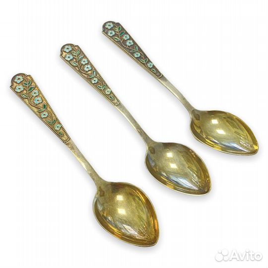 Чайная Ложка Серебро 875 Проба Эмаль