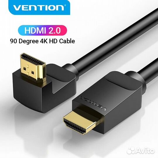 Кабель Vention hdmi 2.0 угловой 90/270 градусов,2м