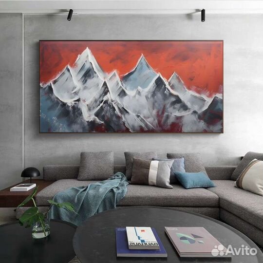 Текстурная картина маслом Горы на закате Объемная