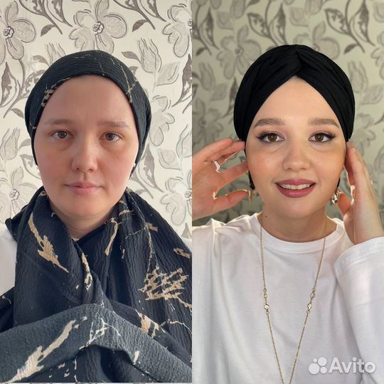 Макияж/Завязывание платка/Брови Халяль метод