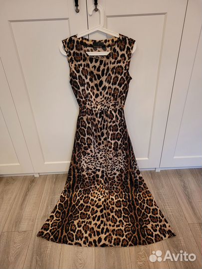 Платье леопардовое в пол Золотой песок