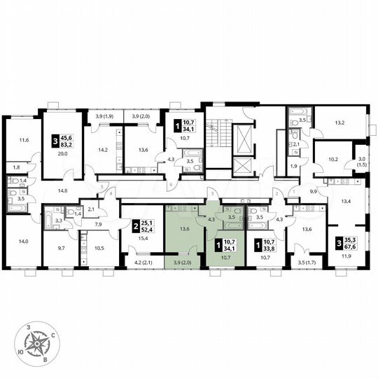 1-к. квартира, 34,1 м², 2/25 эт.