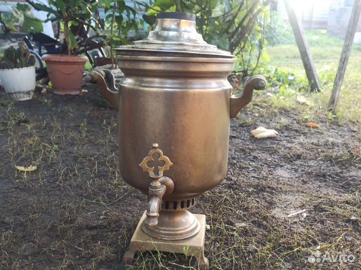 Самовар на дровах старинный медный