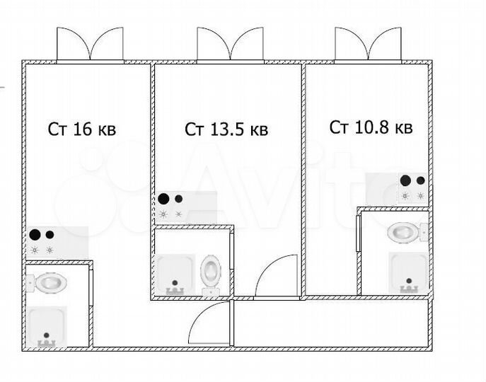 Комната 13,5 м² в 3-к., 1/9 эт.