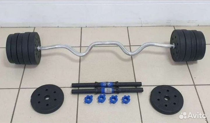 Набор 25кг: 2х10кг гантели, гриф EZ