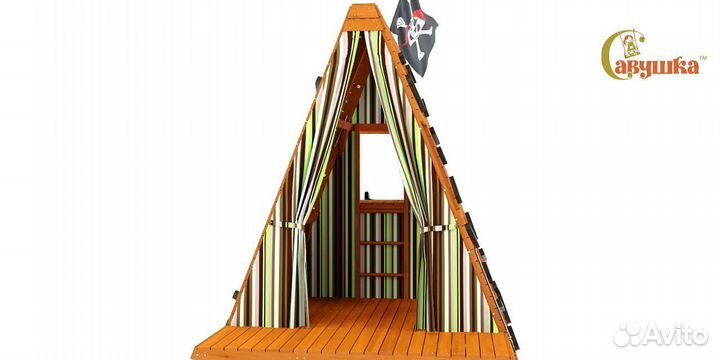 Детский спортивный комплекс с крышей для дачи