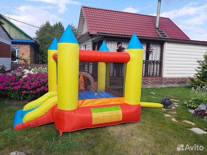 Детский надувной батут с горкой