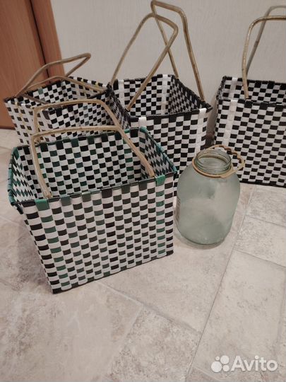 Корзина плетеная из ленты