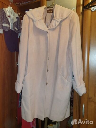 Пальто розовое размер 56-58