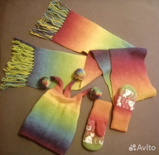 Шапка шарф варежки