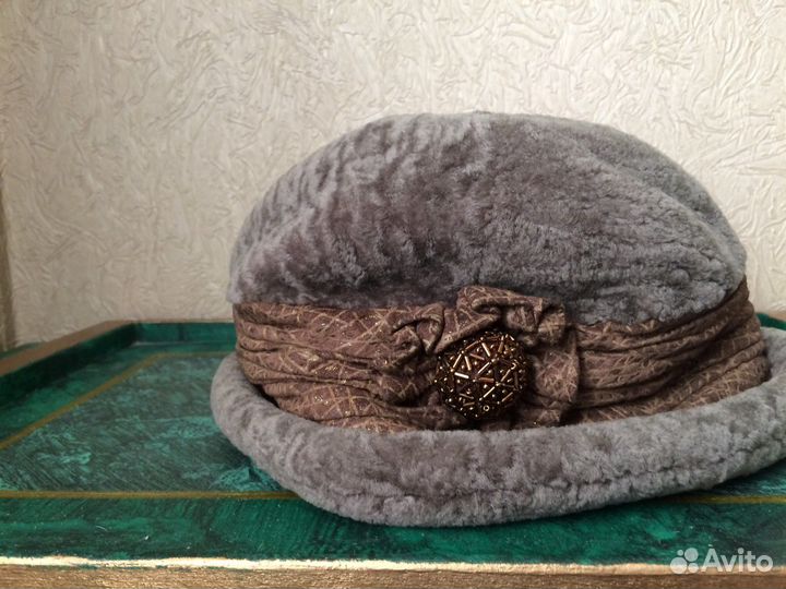 Меховая женская шляпка панама