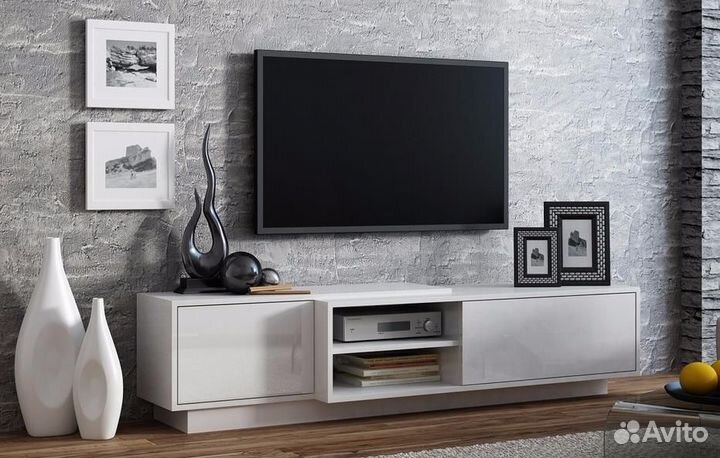 Тумба под тв Сигма (Модерн) 3 мдф глянец белый