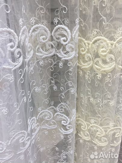 Тюль с вышивкой, готовые комплекты