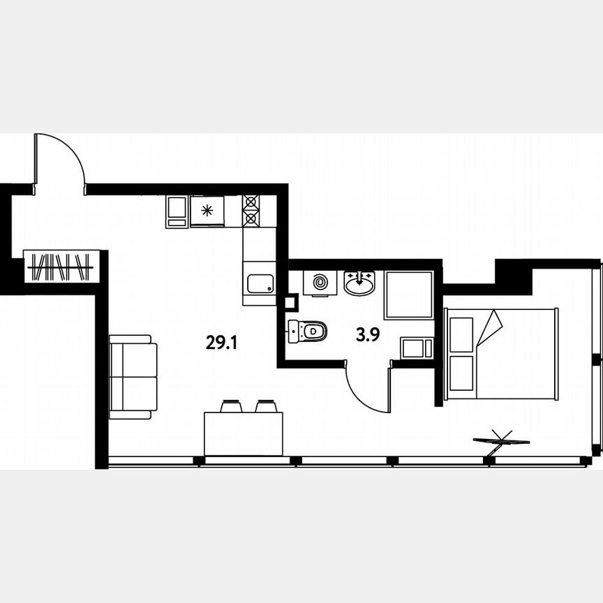 Апартаменты-студия, 33 м², 4/10 эт.