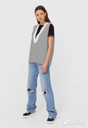 Жилет оверсайз в полоску stradivarius