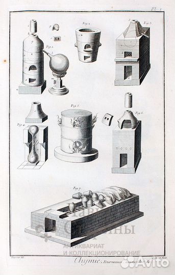 Антикварная, гравюра 18 век «Химия» - 1