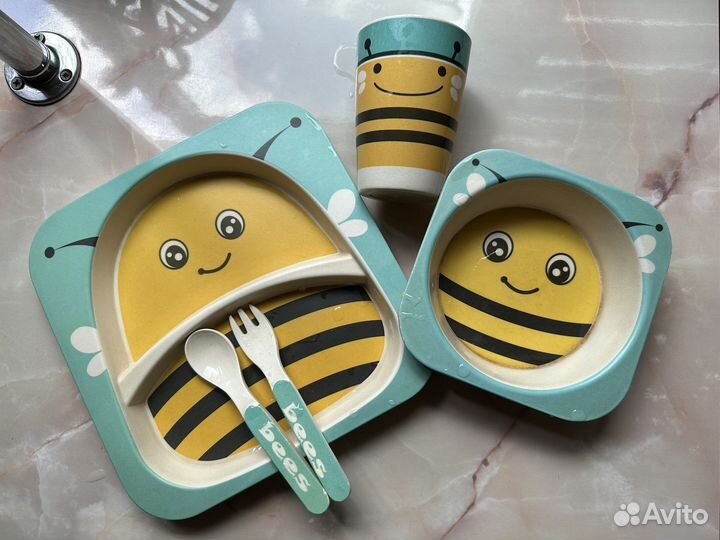 Набор детской посуды из бамбука