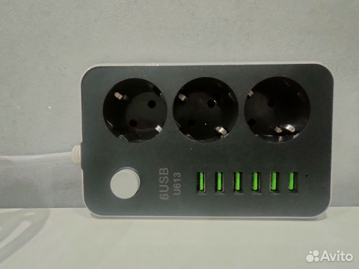 Сетевой фильтр 3 евро вилки +6 usb