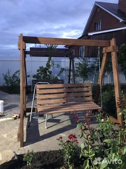Садовые качели деревянные