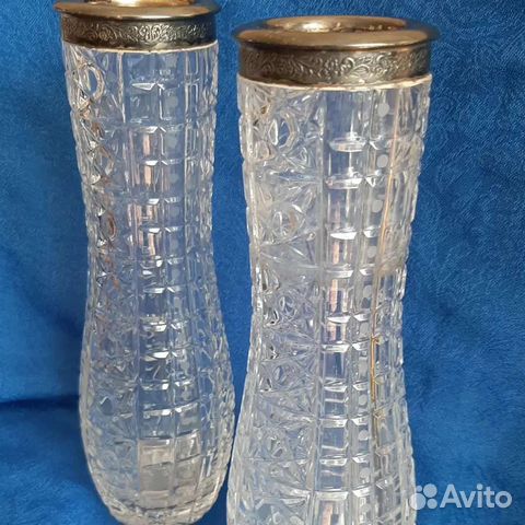 Хрустальная ваза с мельхиоровым ободком