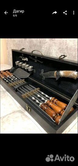 Подарочный набор шампуров с ножом Кизляр