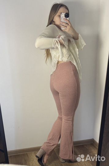 Брюки в клетку с разрезами