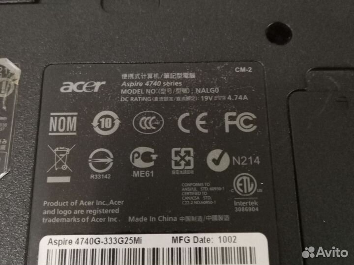 Ноутбук acer aspire core i3 4 ядра,gt310,ssd+hdd
