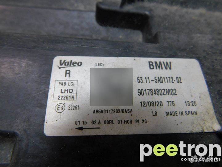 Б/У Б/У Фара правая б/у 63115A01172 BMW