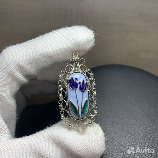 Винтажный Кулон Филигрань Финифть Подвеска Ретро