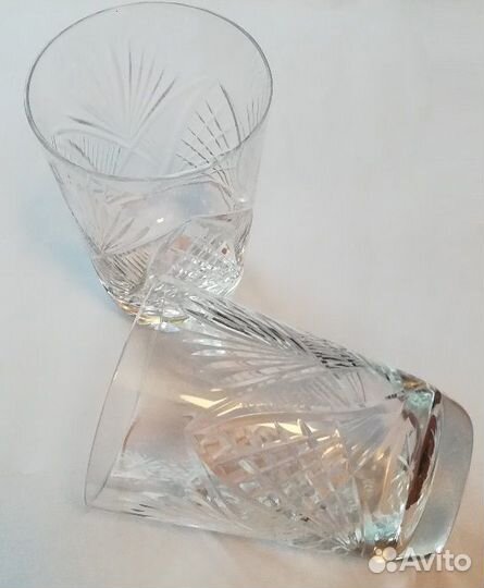 Стаканы конусообразные, резной хрусталь, СССР