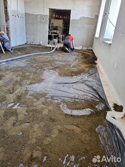 Механизированная полусухая стяжка,выравнивание пол