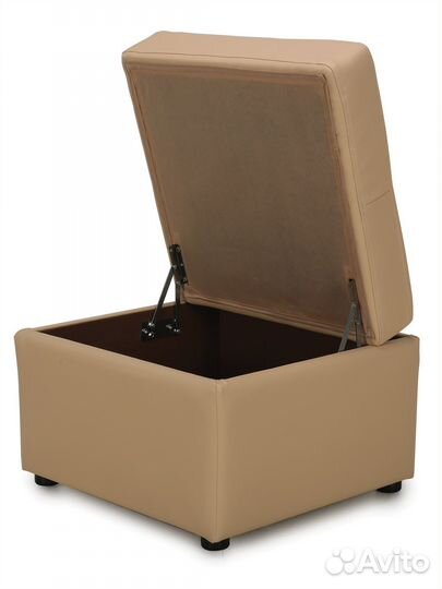 Пуф Beneli квин, бежевый, экокожа, с ящиком для хр