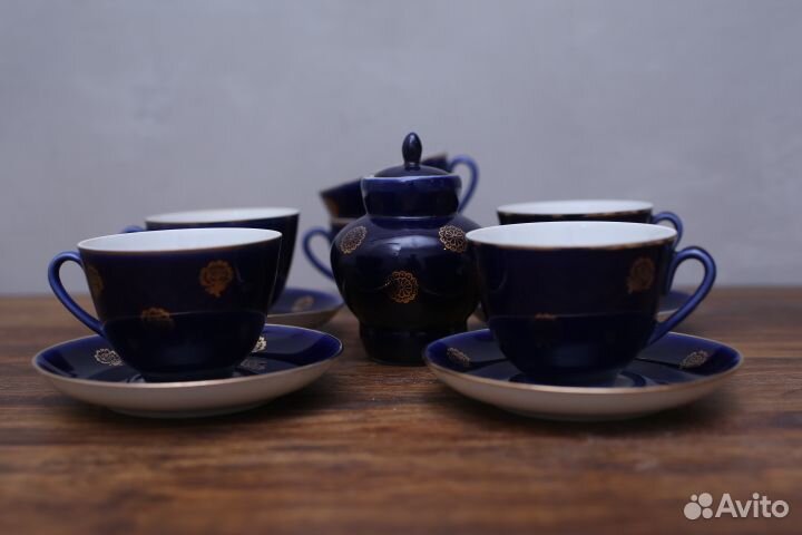 Сервиз фарфор кобальт с позолотой СССР