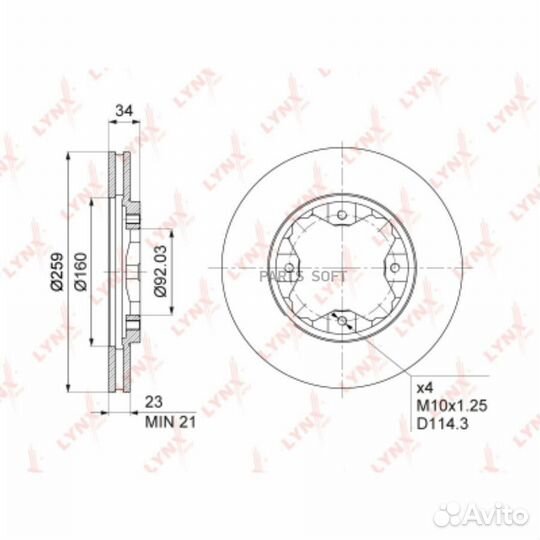 Lynxauto BN1036 Диск тормозной перед