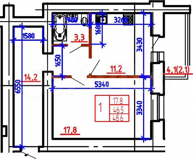 1-к. квартира, 50,7 м², 1/16 эт.