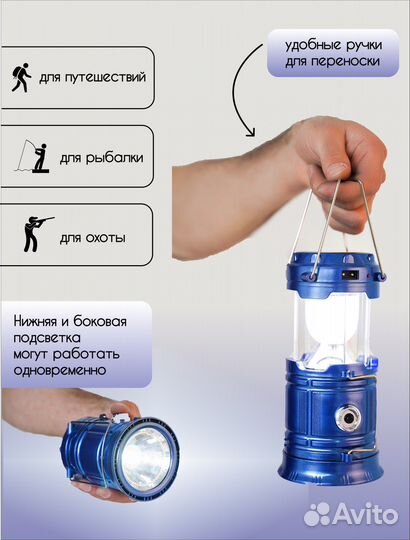 Фонарь кемпинговый на солнечной батарее