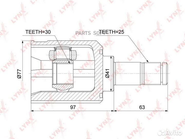 CI3736 ШРУС внутренний перед прав/лев lynxauto