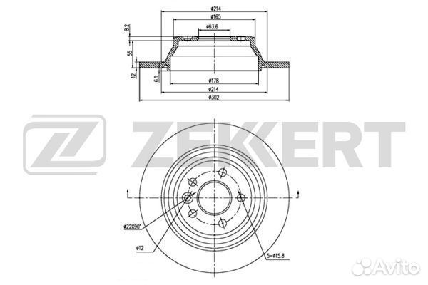 Zekkert BS-6143 Диск торм. зад. Volvo S80 II 06