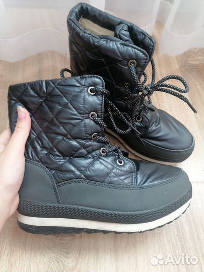 Ботинки дутыши, темно синего цвета, зимние, 37