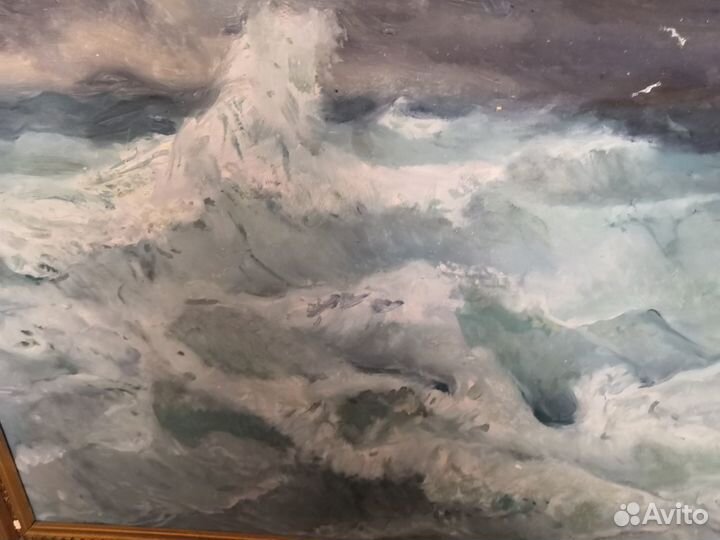 Картина старая Море Кудрявцев масло оргалит 1979