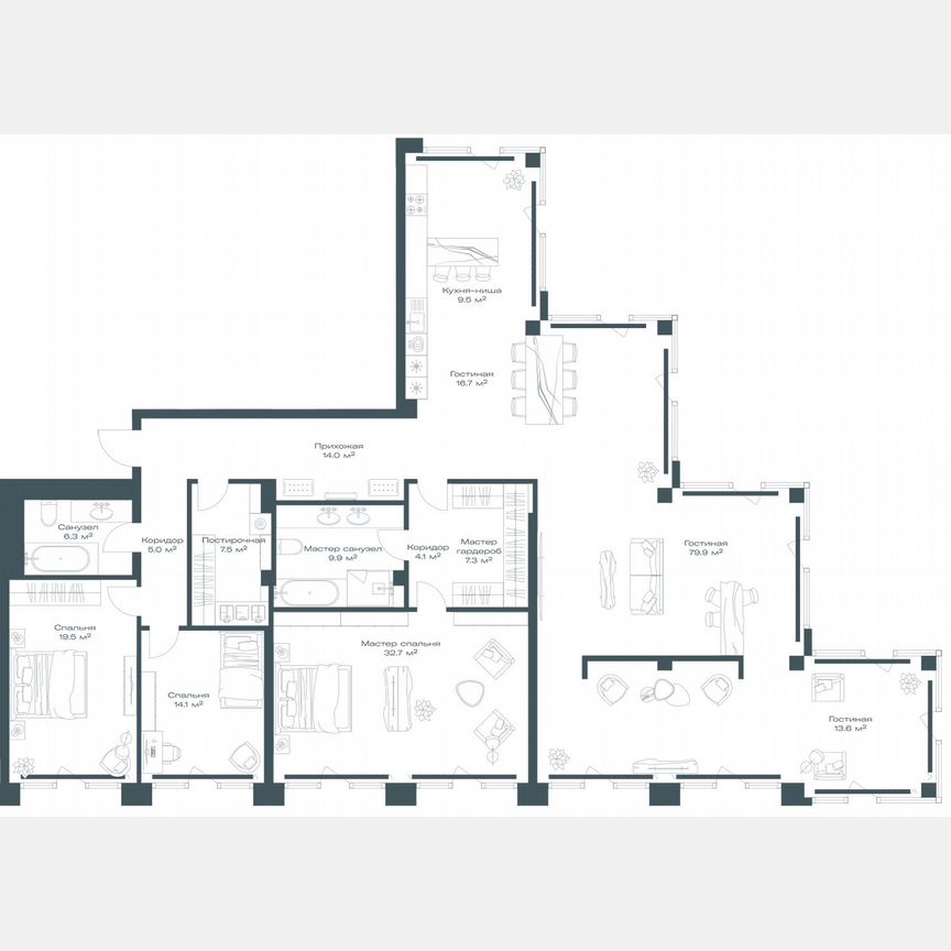 4-к. квартира, 241,1 м², 6/11 эт.