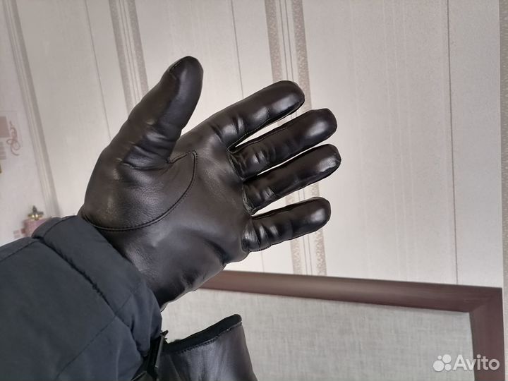 Мужские зимние кожаные перчатки 