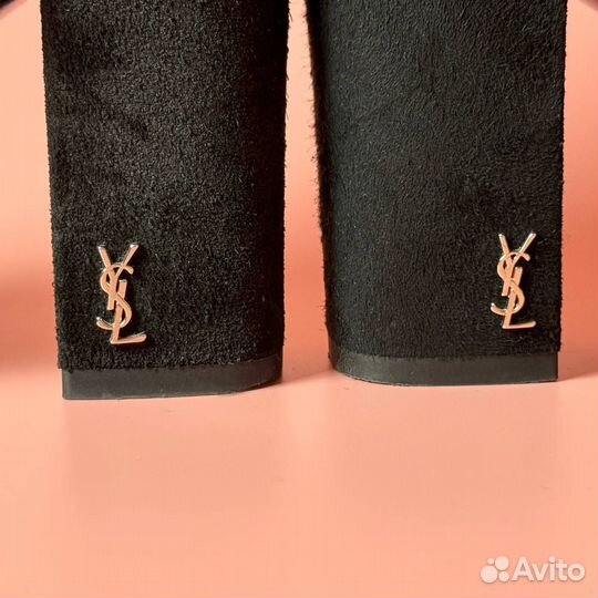 Замшевые ботильоны Yves Saint Laurent черные