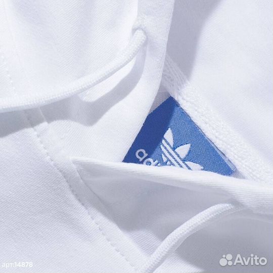 Худи adidas кенгуру белый свободный молодежный 50(L)